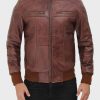 Men Brown Biker Bomber Jacket