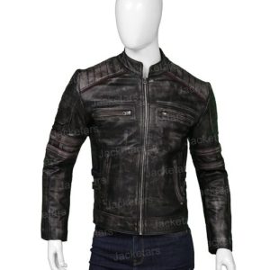 Mens Distressed Cafe Racer Jacket