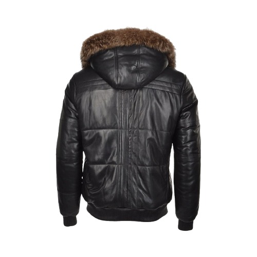 Mens Sheepskin Leather Bomber Jacket - Image 2