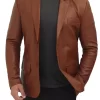 Mens Two Buttons Leather Blazer – Waxed