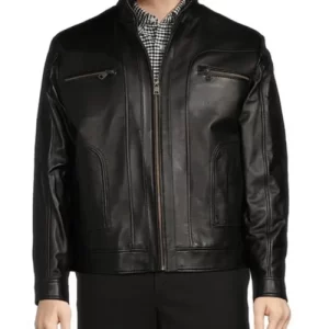 Men Black Racer Leather Jacket