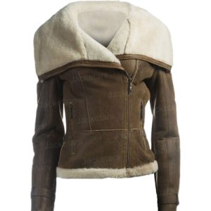 Women’s Brown Aviator Shearling Jacket