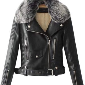 Women’s Shearling Quilted Motorcycle Jacket