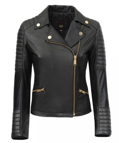 Women's Padded Black Biker Jacket