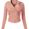 Stylish Women's Pink Leather Jacket