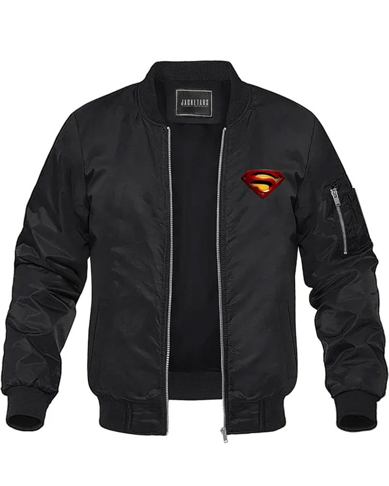 Superman Lightweight Windbreaker Black Varsity Jacket