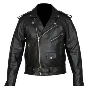 Mens Cross Zip Motorcycle Brando Leather Jacket