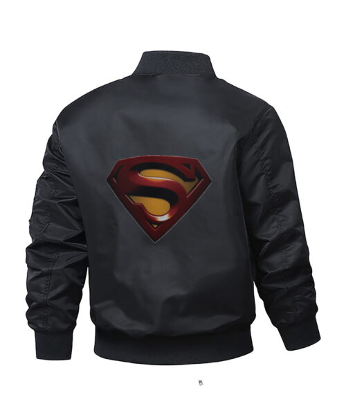 Superman Lightweight Windbreaker Black Varsity Jacket - Image 2