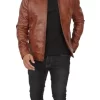 Men Brown Cognac Leather Jacket