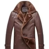Men's Double Breasted Shearling Sheepskin Fur Coat