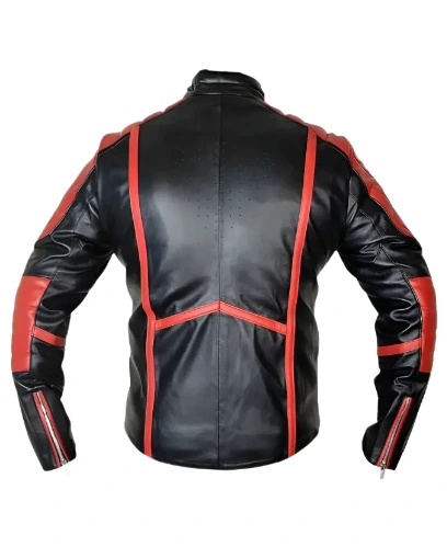 Superman Black And Red Biker Leather Jacket - Image 2