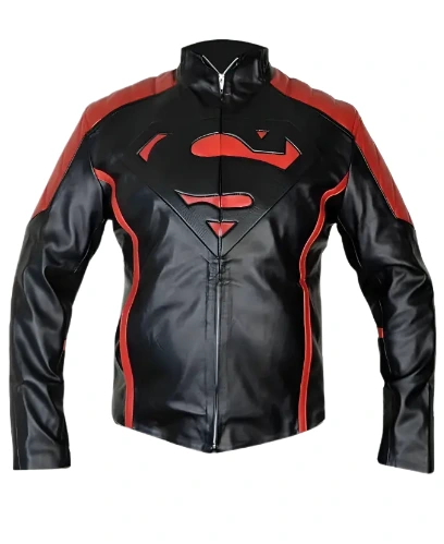 Superman Black And Red Biker Leather Jacket