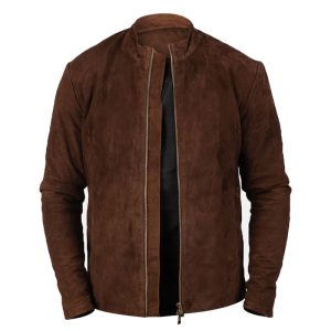 Suede Biker Charcoal Brown Jacket