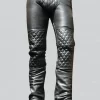 Men Grey Leather Pants