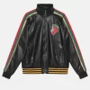 GUCCI Strawberry Patch Black Leather Track Jacket