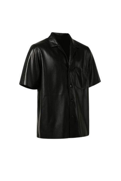 Men’s Black Sleeves Leather Shirt