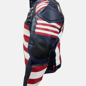 US Flag Women Leather Biker Jacket
