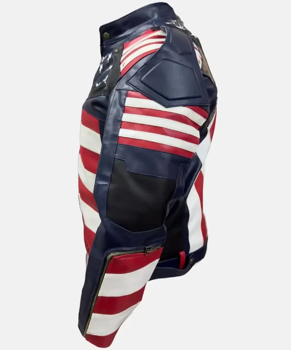 US Flag Women Leather Biker Jacket