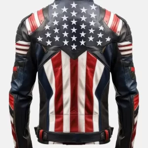 US Flag Women Leather Biker Jacket