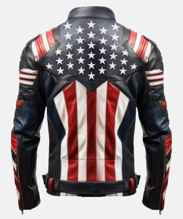 US Flag Women Leather Biker Jacket