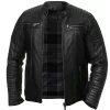Men Quilted Biker Black Jacket