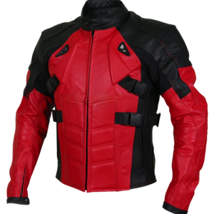 Men’s Red Motorcycle Padded Leather Jacket